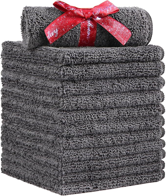 NUVIA Rapid Glow Microfiber Washcloths 12 Pack, Highly Absorbent and Soft Face Towel 12x12 Inch