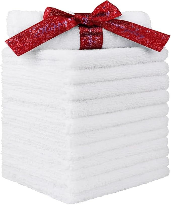NUVIA Rapid Glow Microfiber Washcloths 12 Pack, Highly Absorbent and Soft Face Towel 12x12 Inch